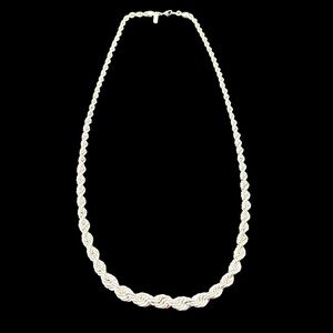 Vintage Signed Monet Silver Tone Twisted Rope Chain Necklace Graduated 26" L